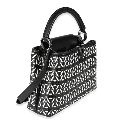 Louis Vuitton, Pre-Loved Black White Woven Calfskin Tressage Capucines BB