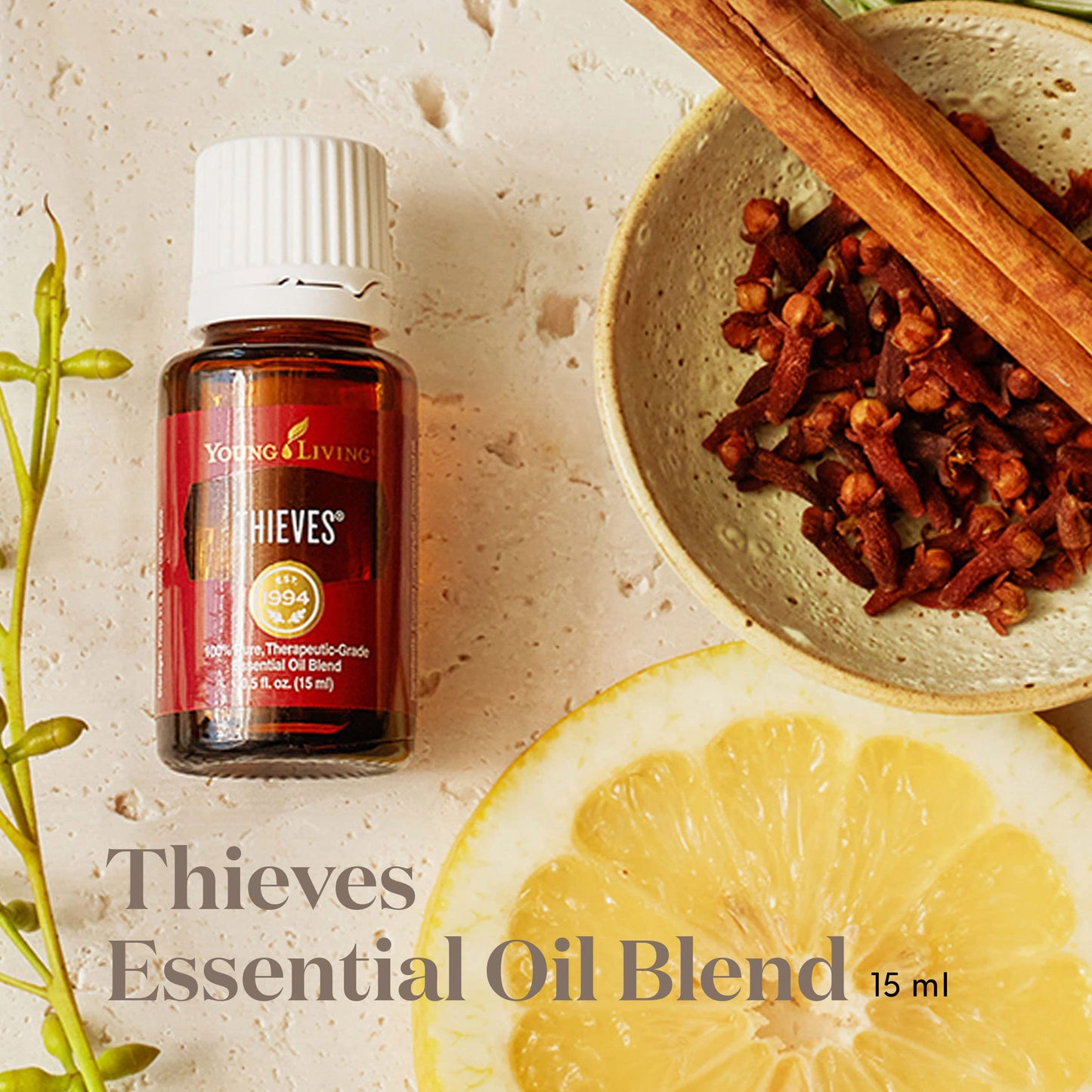 Young Living Thieves Essential Oil Blend 15 ml | Supports Immune System & Cleansing | Clove, Lemon, Cinnamon Bark, Eucalyptus Radiata, Rosemary | 100% Pure Therapeutic Grade Perfect for a Hair Oil