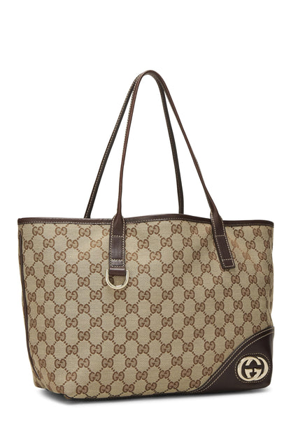 Gucci, Pre-Loved Original GG Canvas Britt Tote, Brown