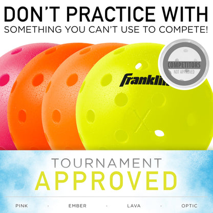 Franklin Sports Outdoor- X-40 Pickleball Balls - USA Pickleball (USAPA) Approved - 3 Pack Outside Pickleballs - Optic Yellow - US Open Ball