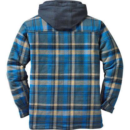 Legendary Whitetails Men's Standard Maplewood Hooded Shirt Jacket, Slate Hatchet Plaid, Large