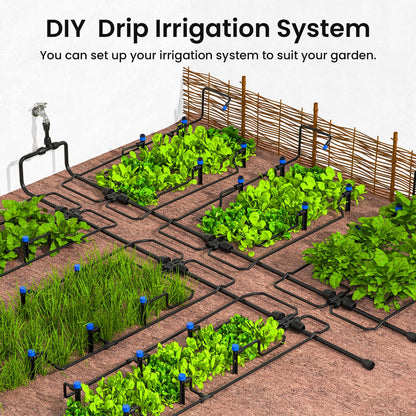 MIXC 230FT Drip Irrigation System,Quick Connector Garden Watering System Automatic Sprinkler System Kit for Lawn Raised Bed Greenhouse Plant Watering System with 1/2'' Tubing,Drip Emitters,Connectors