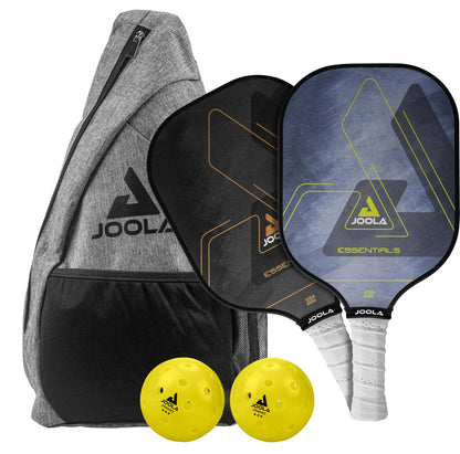 JOOLA Essentials Pickleball Paddles Set with Reinforced Fiberglass Surface and Honeycomb Polypropylene Core - Includes 2 Pickleball Rackets, 2 Pickleball Balls, and Sling Bag