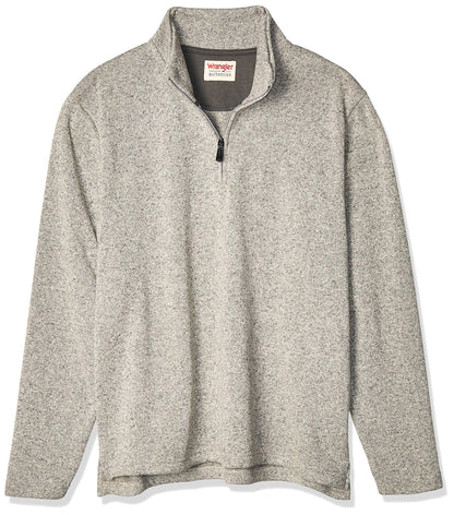 Wrangler Authentics Men's Long Sleeve Fleece Quarter-Zip, Light Heather Gray, Small