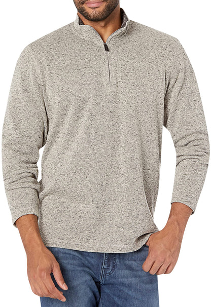 Wrangler Authentics Men's Long Sleeve Fleece Quarter-Zip, Light Heather Gray, Small