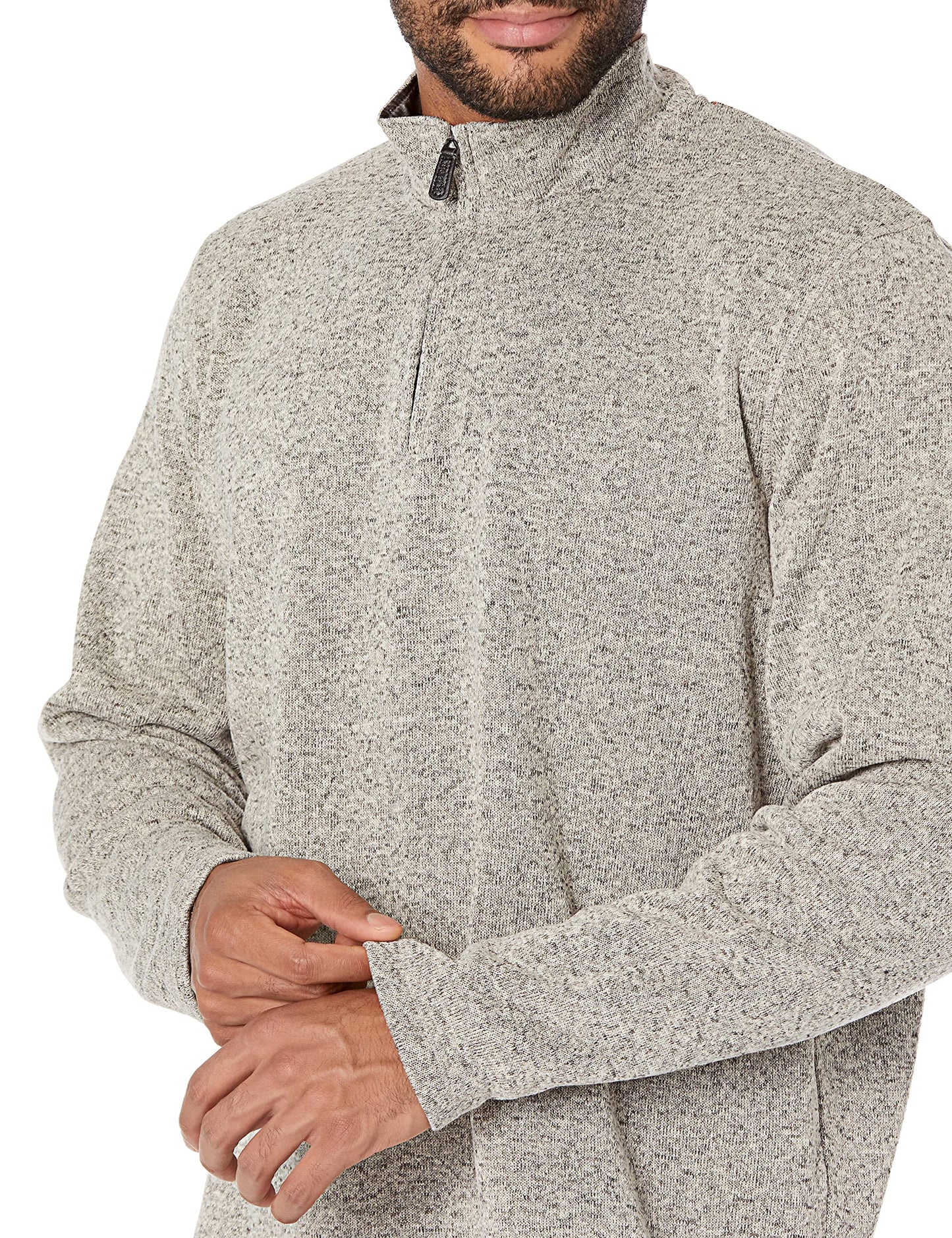 Wrangler Authentics Men's Long Sleeve Fleece Quarter-Zip, Light Heather Gray, Small